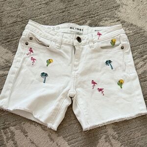 DL1961 White Embroidered Jean Shorts